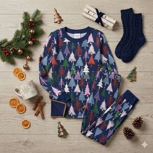 Hanna Andersson Pajama Set US 10 Christmas Tree Organic Cotton Holiday Kids